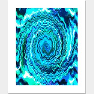 Blue And Green Groovy Swirl Abstract Art Posters and Art